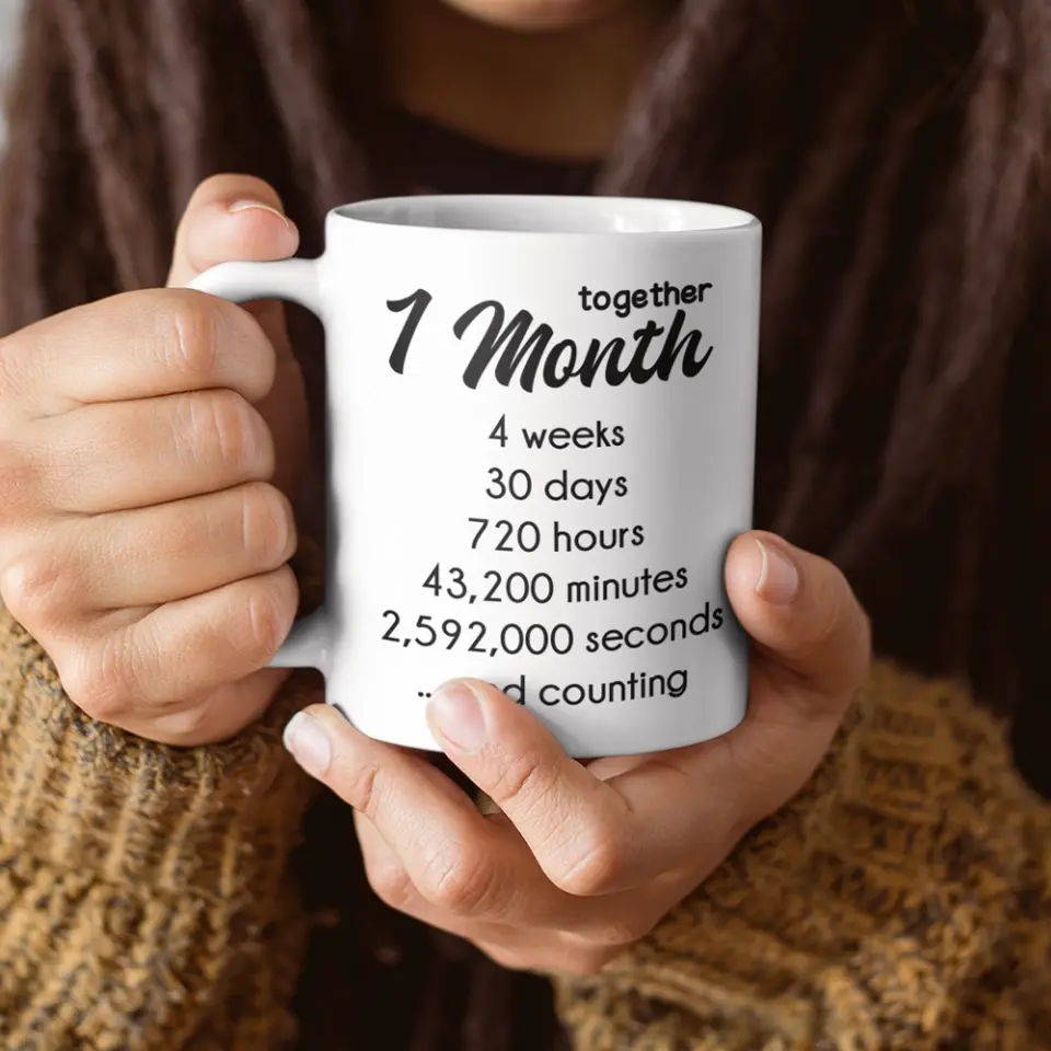 1 Month Together - Personalized White Mug - Anniversary Gift for Couples - Image 18