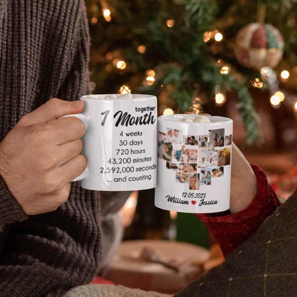 1 Month Together - Personalized White Mug - Anniversary Gift for Couples - Image 2