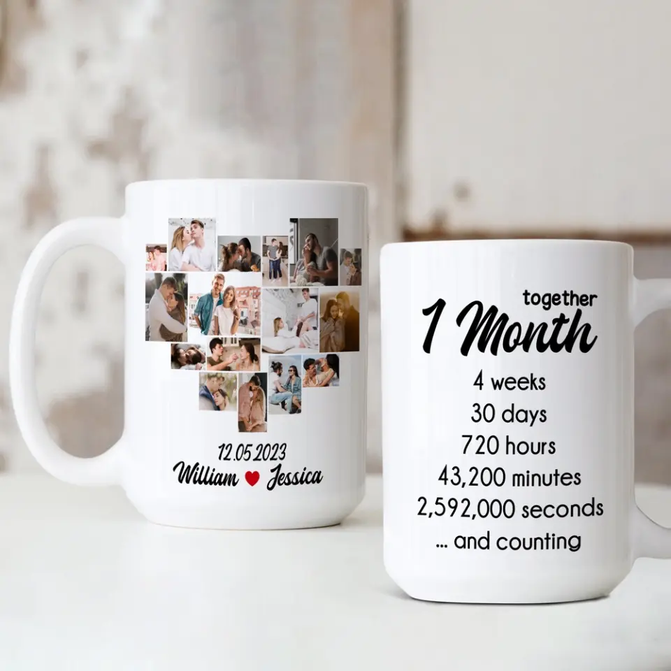 1 Month Together - Personalized White Mug - Anniversary Gift for Couples - Image 26
