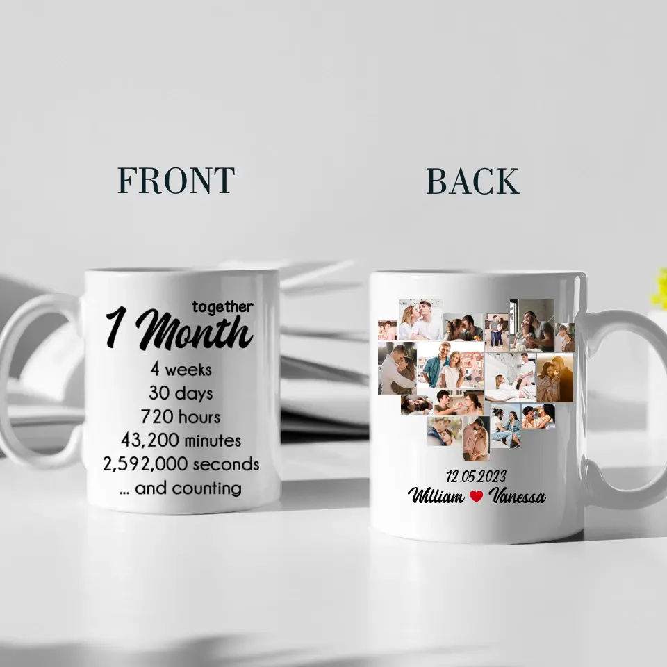 1 Month Together - Personalized White Mug - Anniversary Gift for Couples - Image 3