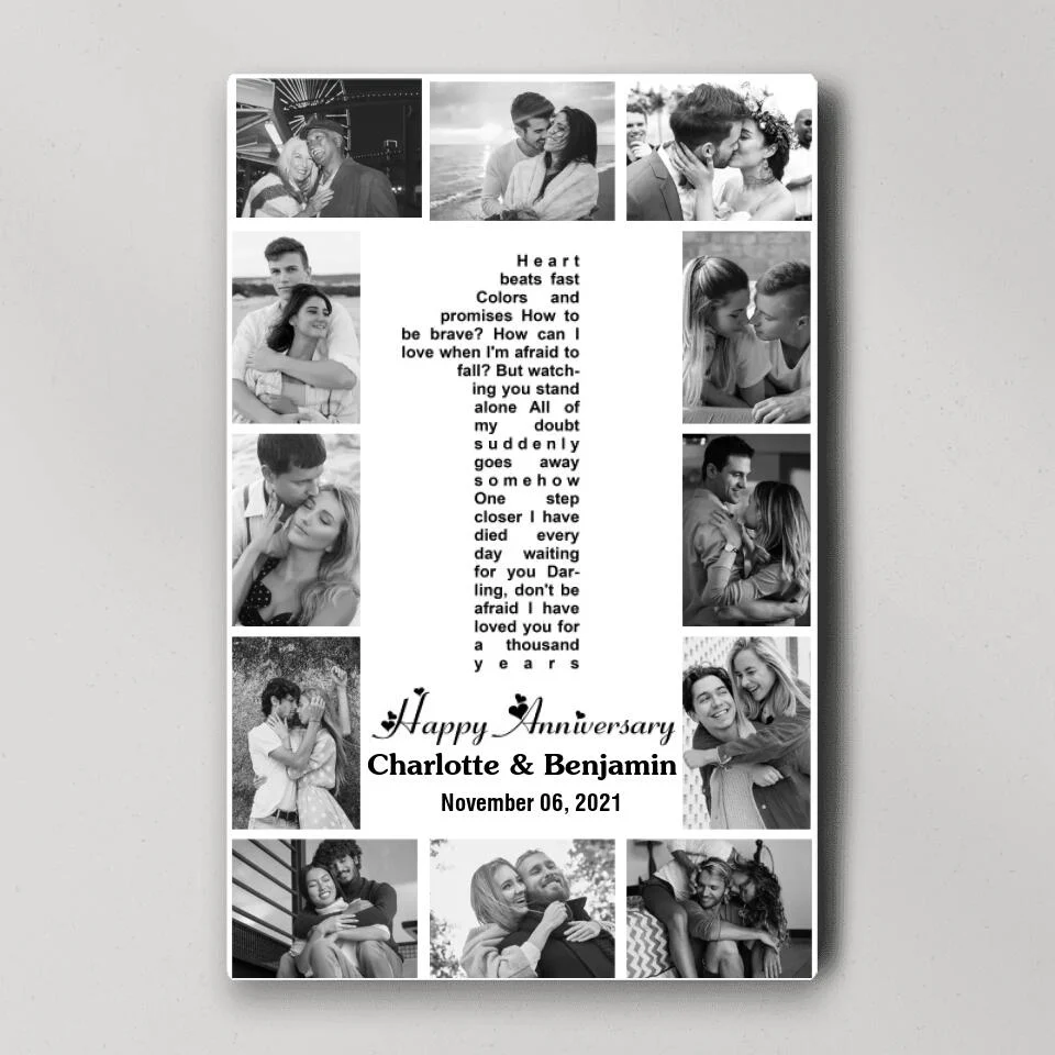 1 Year Anniversary Song Lyrics Photo Collage Custom Canvas Poster Anniversary Gifts For Couples - Image 4