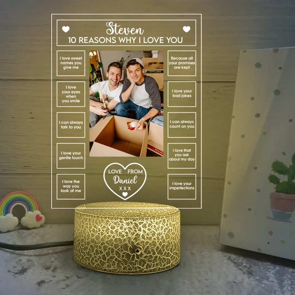 10 Reasons Why I Love You -  Personalized 3D LED Light - Sweet Gift For Couples - Image 17