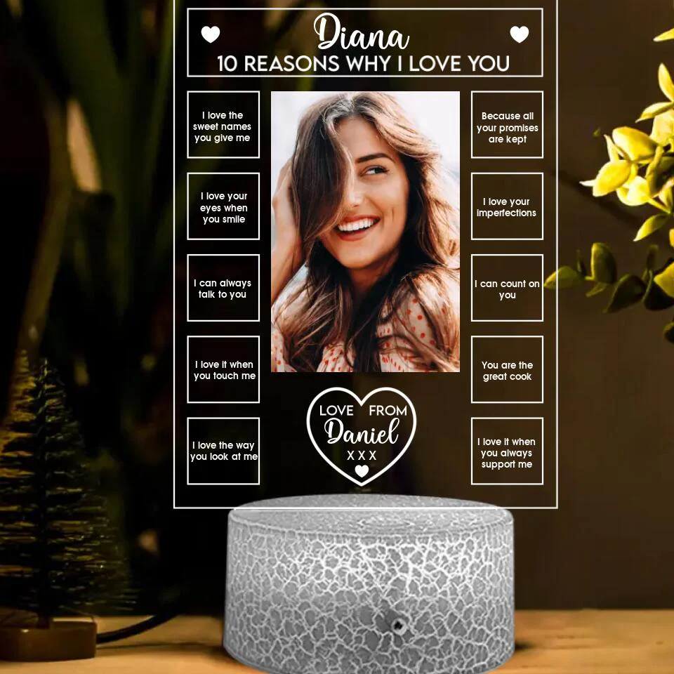 10 Reasons Why I Love You -  Personalized 3D LED Light - Sweet Gift For Couples - Image 3