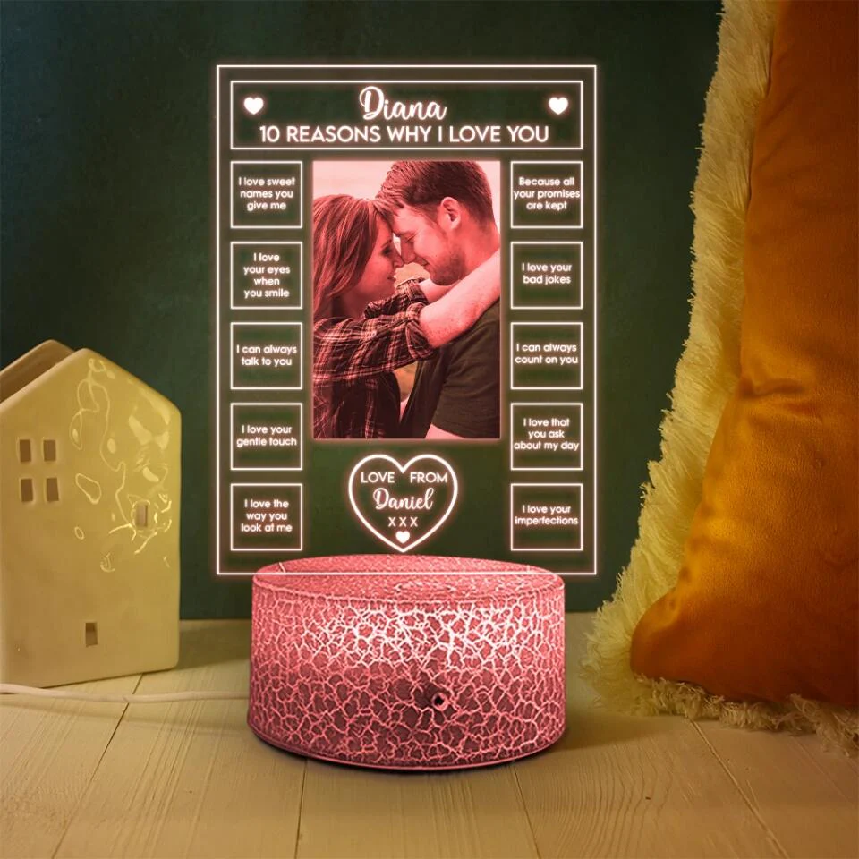 10 Reasons Why I Love You -  Personalized 3D LED Light - Sweet Gift For Couples - Image 5
