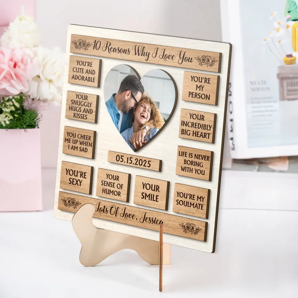 Couple Wooden Sign 10 Reasons Why I Love You - Shape 2 Layer Wooden Sign - Image 3