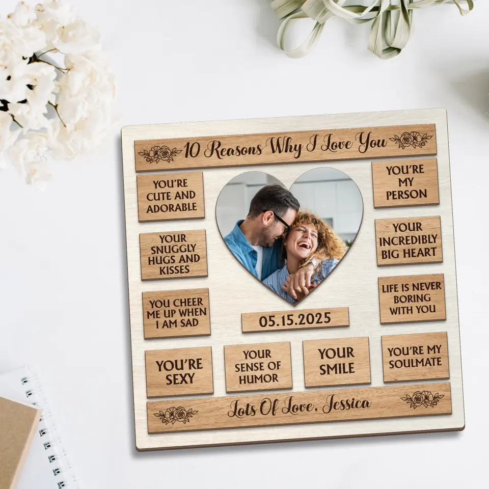Couple Wooden Sign 10 Reasons Why I Love You - Shape 2 Layer Wooden Sign - Image 5