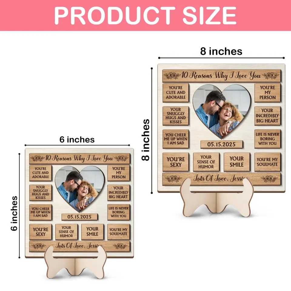 Couple Wooden Sign 10 Reasons Why I Love You - Shape 2 Layer Wooden Sign - Image 7