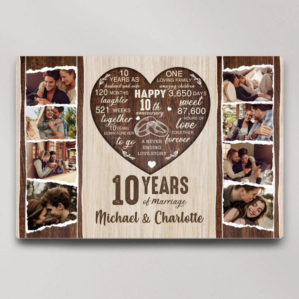 10 Years Of Marriage Love Message Custom Canvas Poster Anniversary Gift For Couples - Image 4