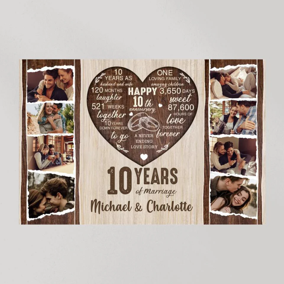 10 Years Of Marriage Love Message Custom Canvas Poster Anniversary Gift For Couples - Image 9
