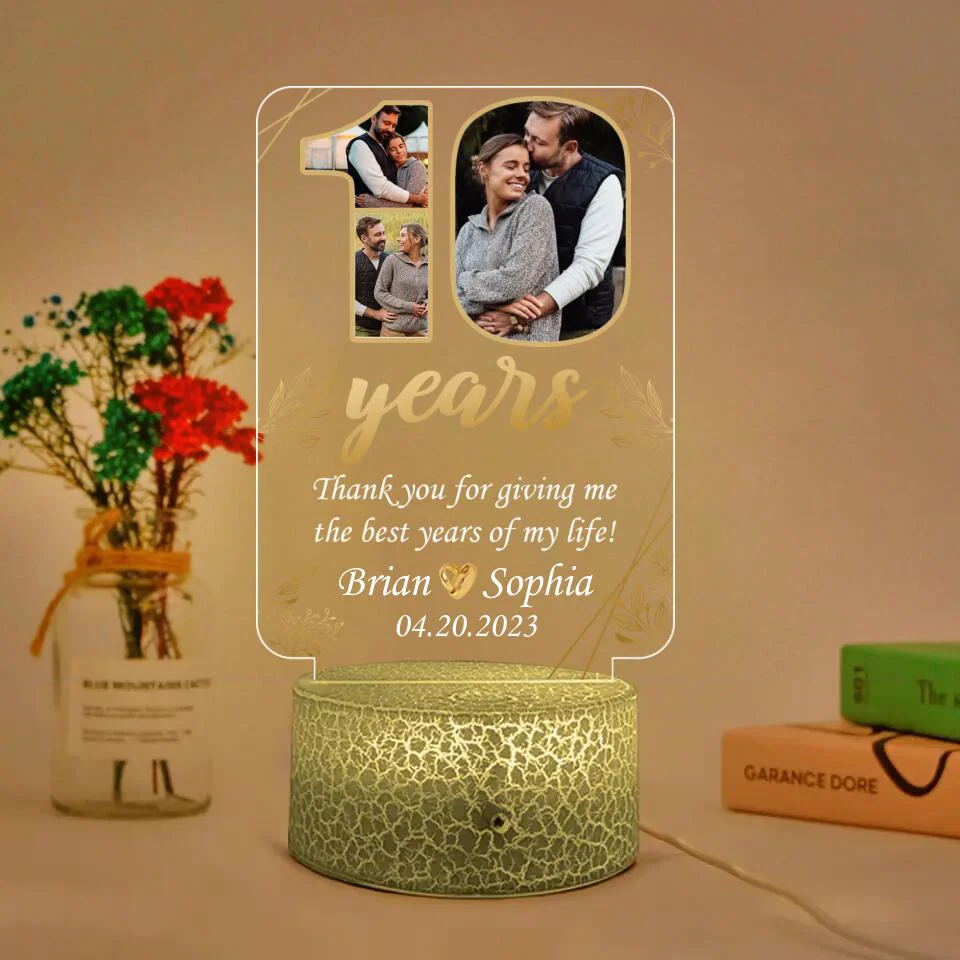 10 Years Thank You For Giving Me The Best Years Of My Life - Personalized 3D LED Light - Image 2
