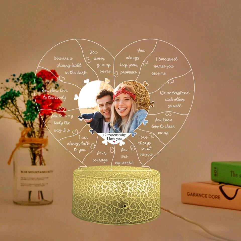 12 Reasons Why I Love You - Personalized Night Light - Image 2