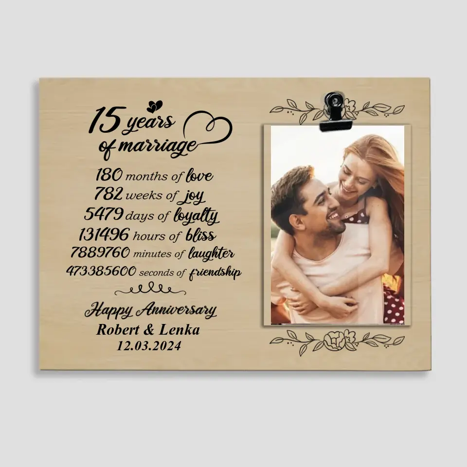 15 Years Of Marriage Happy Anniversary Photo Clip Frame - Image 2