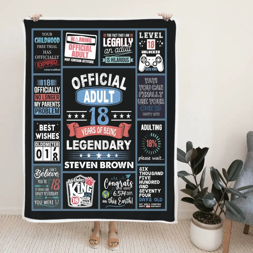 18 Year Old Boy Gifts - For Boy Turning 18 - Classic Fleece Blanket - 18th Birthday Gifts - Image 4