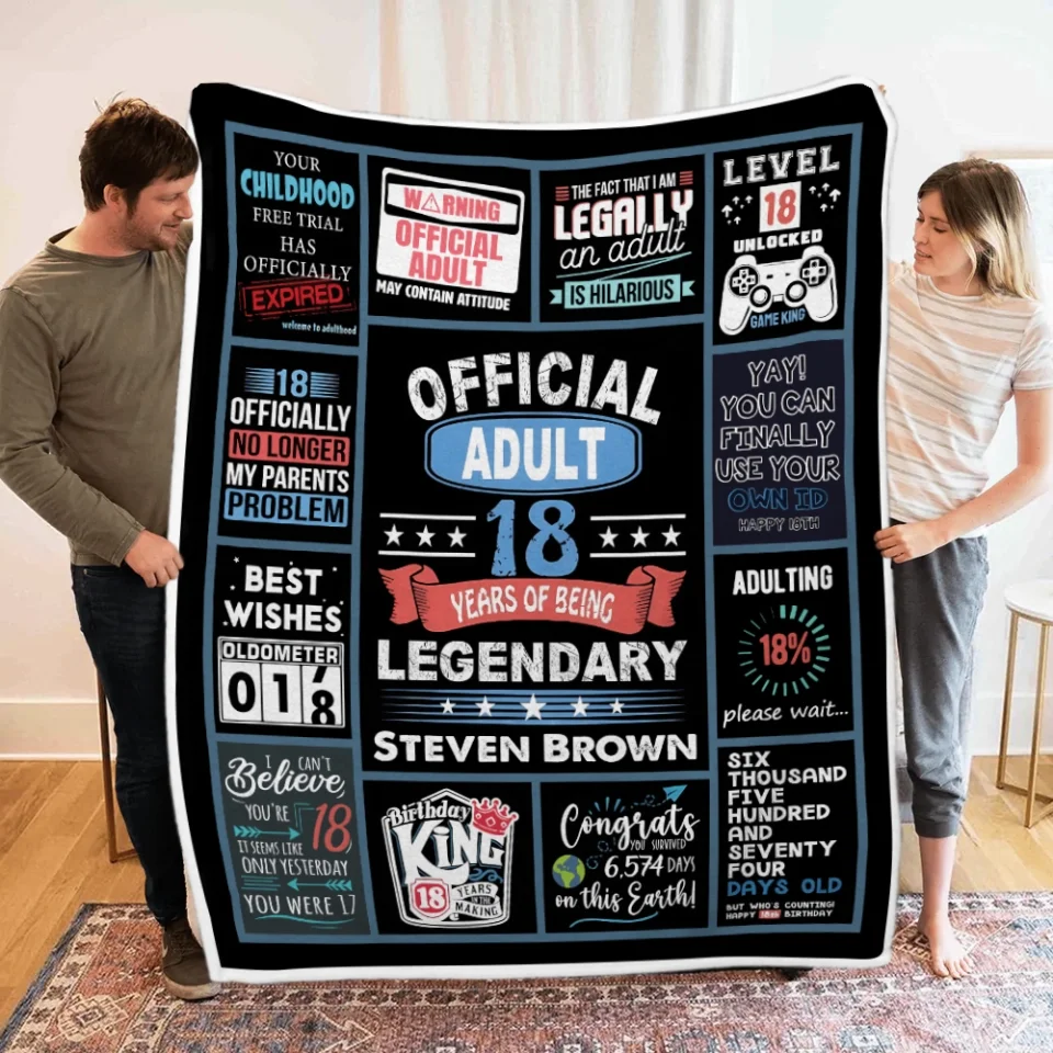 18 Year Old Boy Gifts - For Boy Turning 18 - Classic Fleece Blanket - 18th Birthday Gifts - Image 5