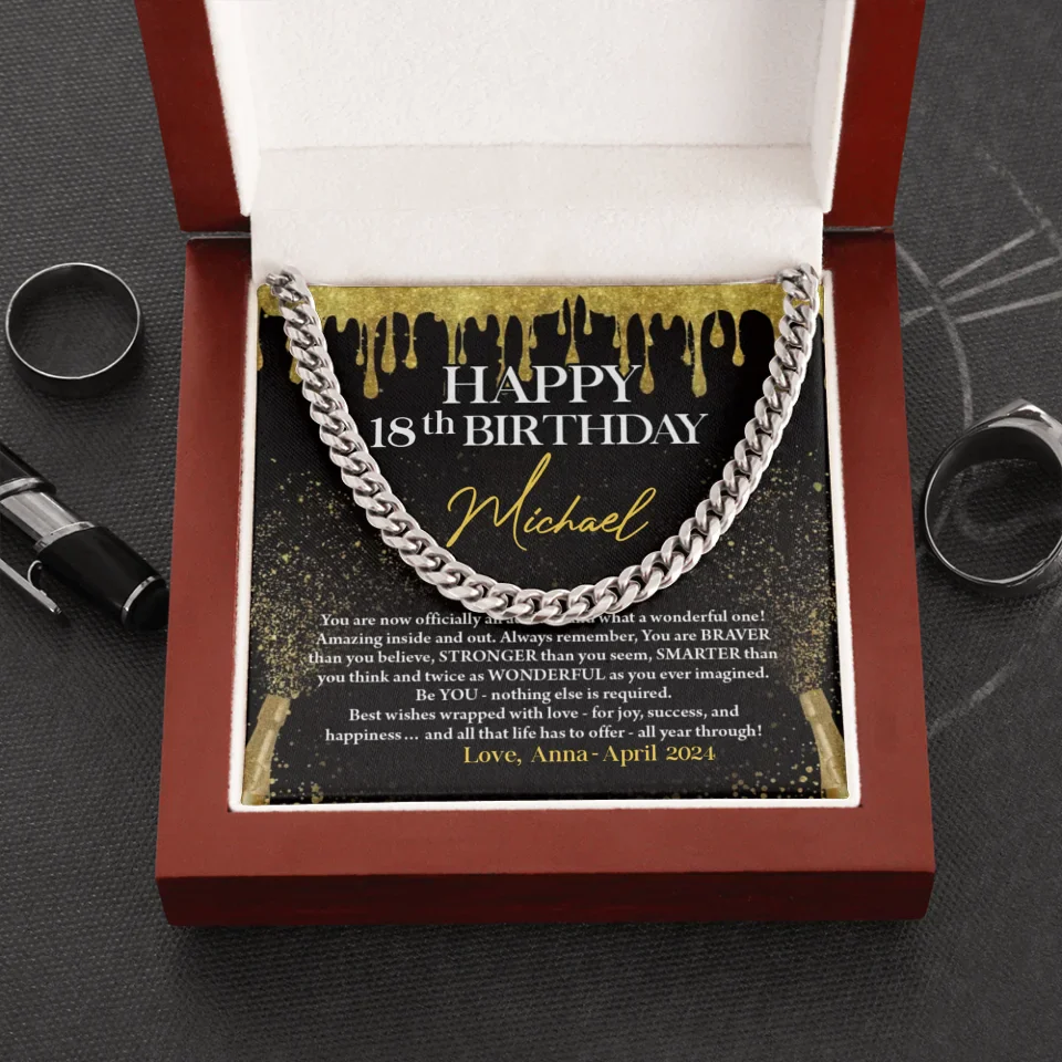 18th Happy Birthday - Cuban Link Chain - Men's Necklace - Birthday Gift for Boys - Image 10