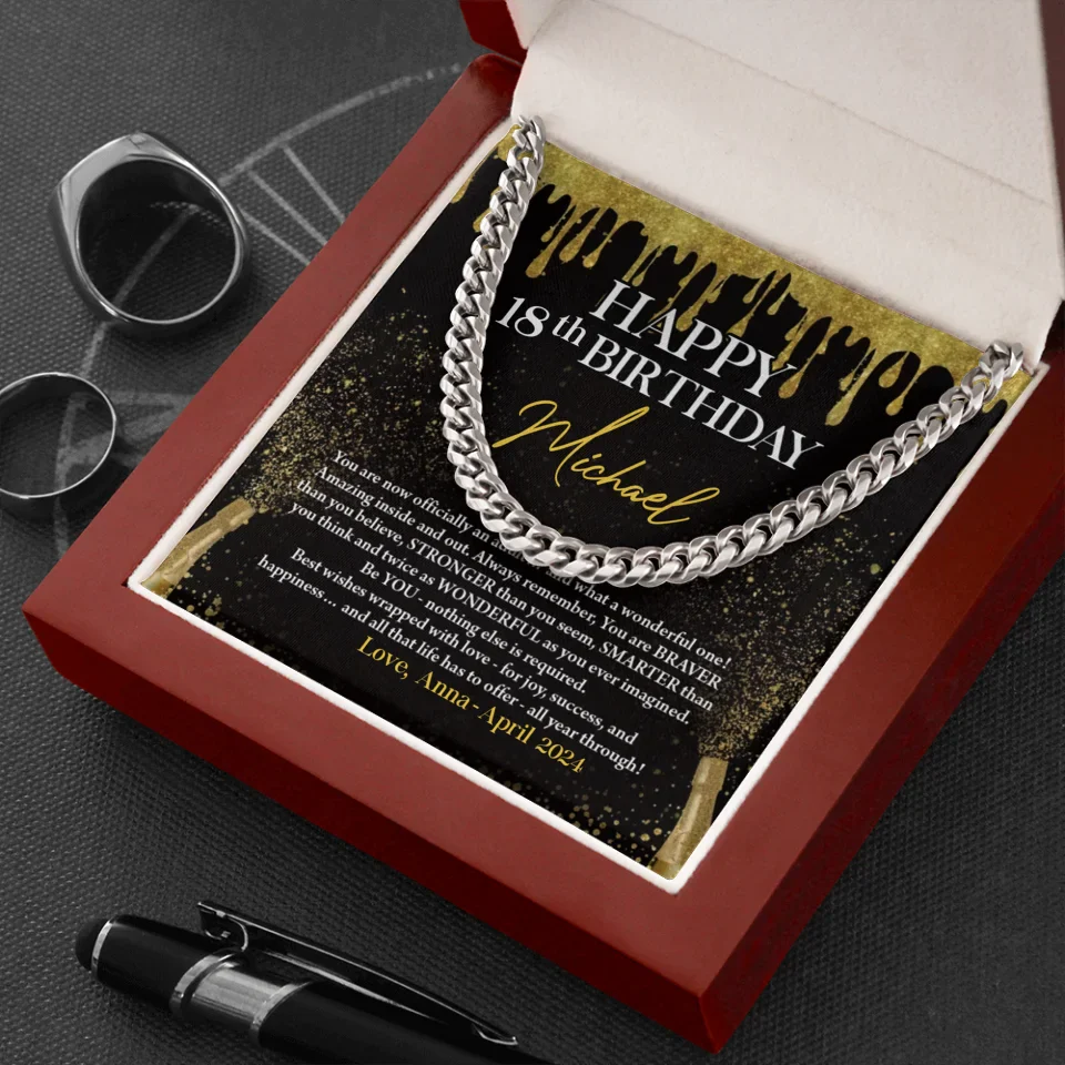 18th Happy Birthday - Cuban Link Chain - Men's Necklace - Birthday Gift for Boys - Image 8