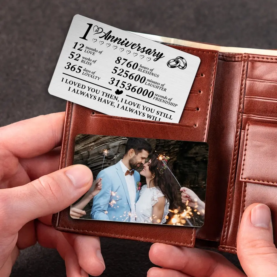 1st Anniversary I Loved You Then Upload Photo Wallet Insert Card - Image 4