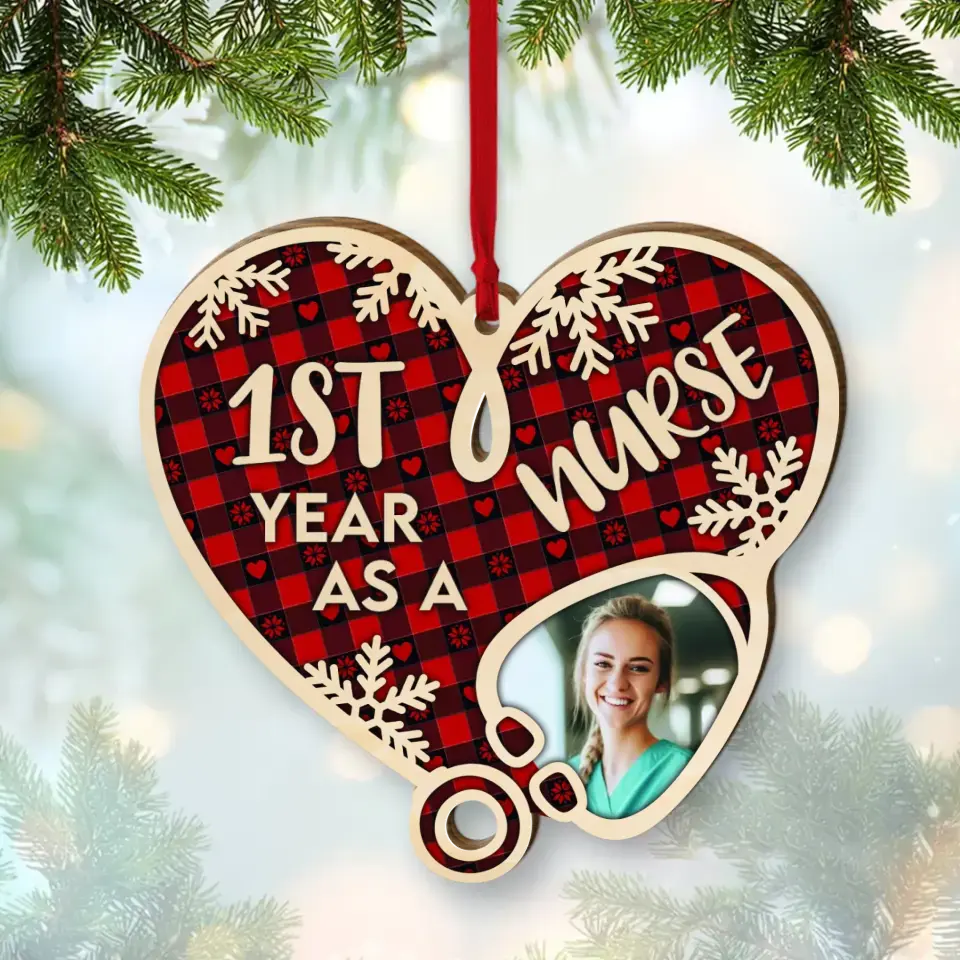 1st Year As A Nurse - Personalized Wooden Ornament - Gift For Nurse - Image 2