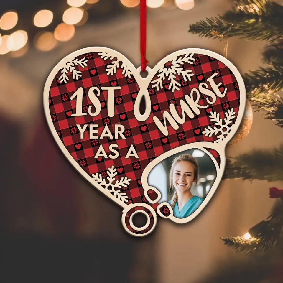 1st Year As A Nurse - Personalized Wooden Ornament - Gift For Nurse - Image 5