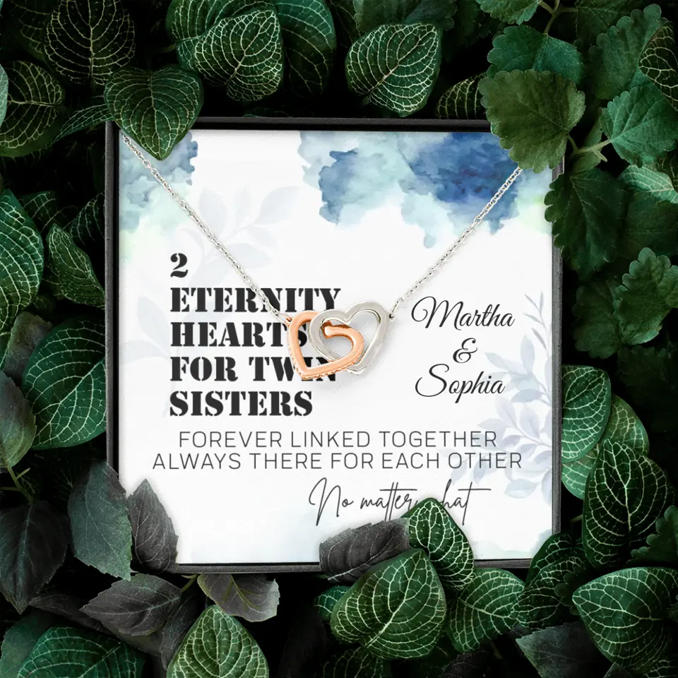 2 Enternity Hearts For Twin Sisters - Personalized Interlocking Heart Necklace - Gift For Twin Sisters - Image 5