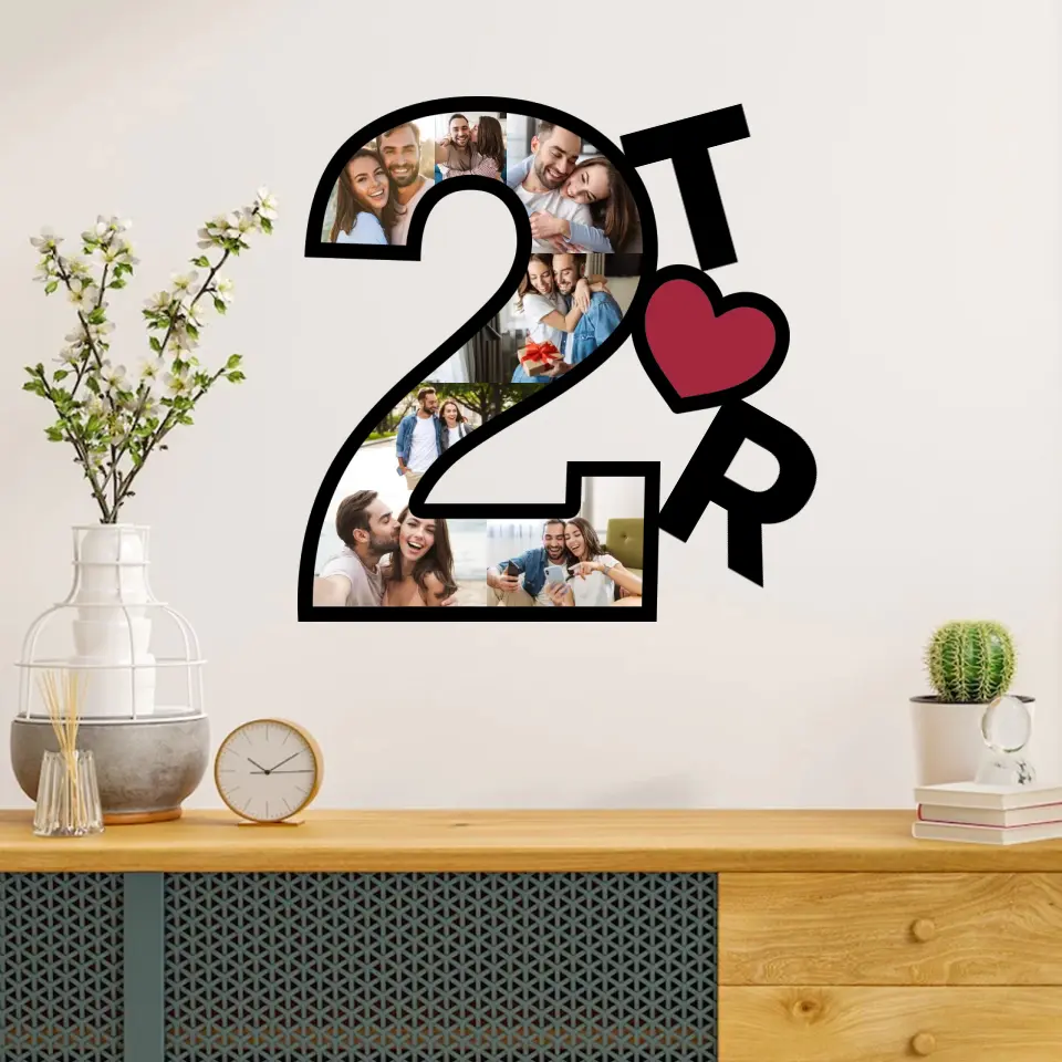 Couple Wooden Sign 2nd Anniversary Gift For Couple - 2 Years Of Anniversary Of Marriage Loving Custom Art Piece - Image 2