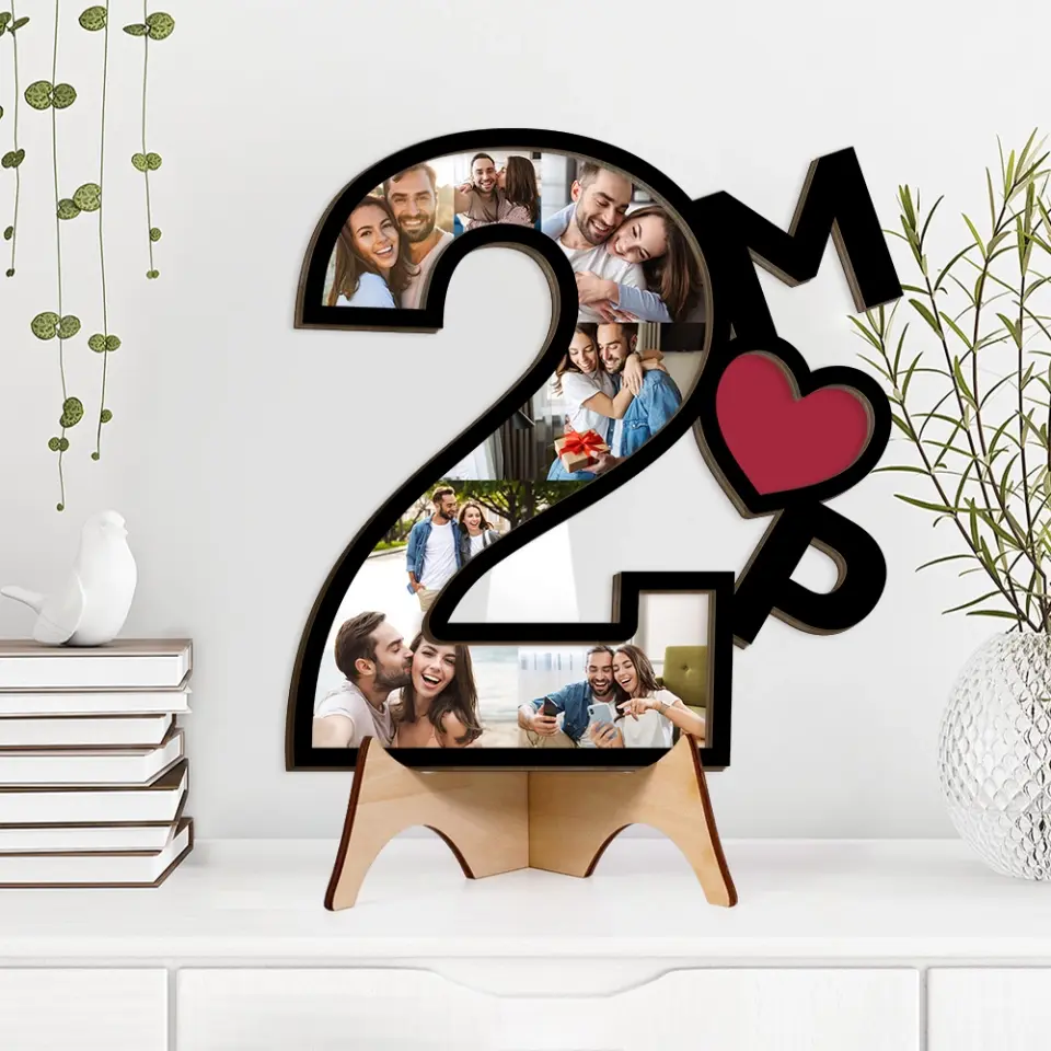 Couple Wooden Sign 2nd Anniversary Gift For Couple - 2 Years Of Anniversary Of Marriage Loving Custom Art Piece - Image 5