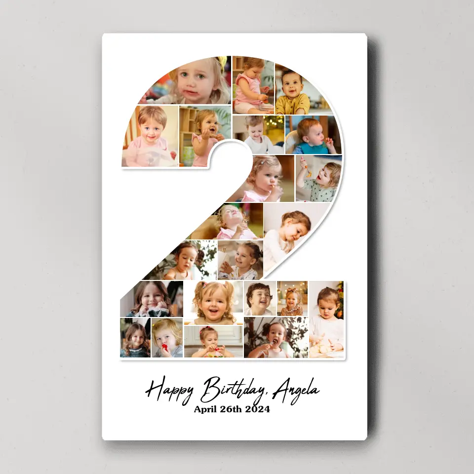 2 Years Old Birthday Gift for Girls Boys Happy Birthday Wall Art Canvas Poster for Daughter Granddaughter Niece - Image 3