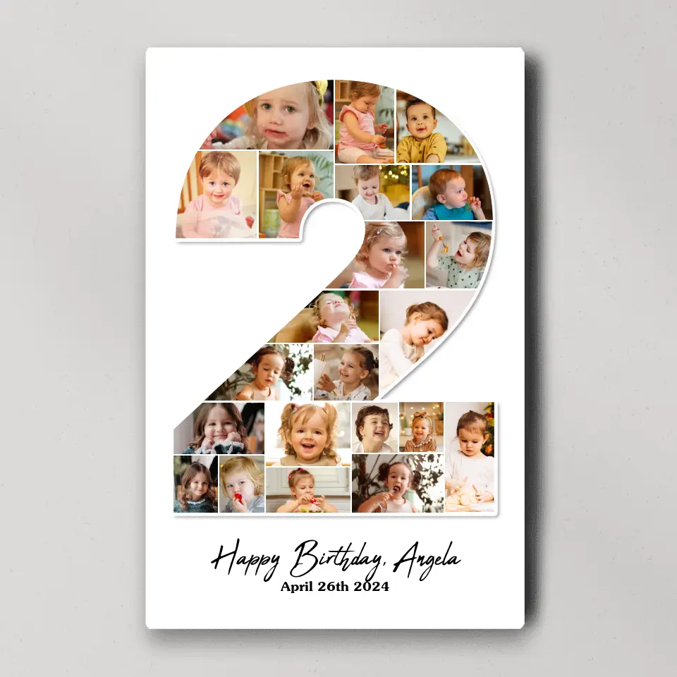 2 Years Old Birthday Gift for Girls Boys Happy Birthday Wall Art Canvas Poster for Daughter Granddaughter Niece - Image 4