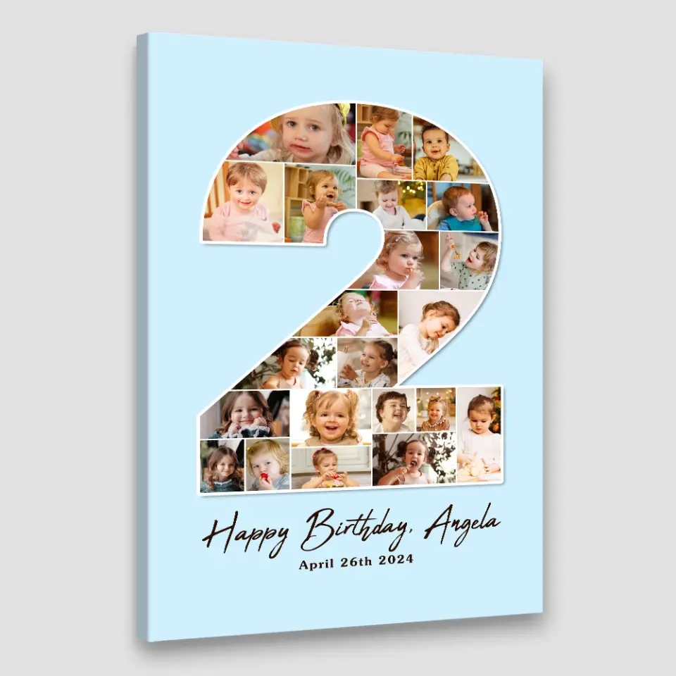 2 Years Old Birthday Gift for Girls Boys Happy Birthday Wall Art Canvas Poster for Daughter Granddaughter Niece - Image 5