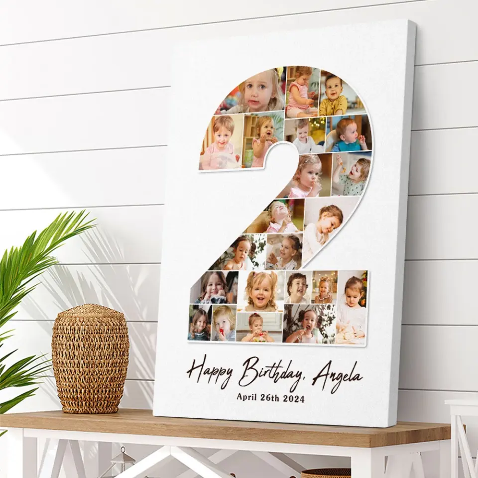 2 Years Old Birthday Gift for Girls Boys Happy Birthday Wall Art Canvas Poster for Daughter Granddaughter Niece - Image 6