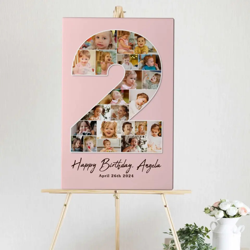 2 Years Old Birthday Gift for Girls Boys Happy Birthday Wall Art Canvas Poster for Daughter Granddaughter Niece - Image 8