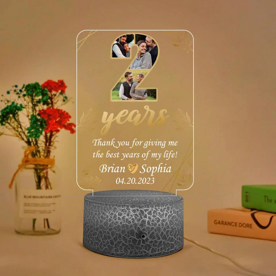 2 Years, Thank You For Giving Me The Best Years Of My Life - Personalized LED Light - 2 Year Anniversary Gift - Image 3