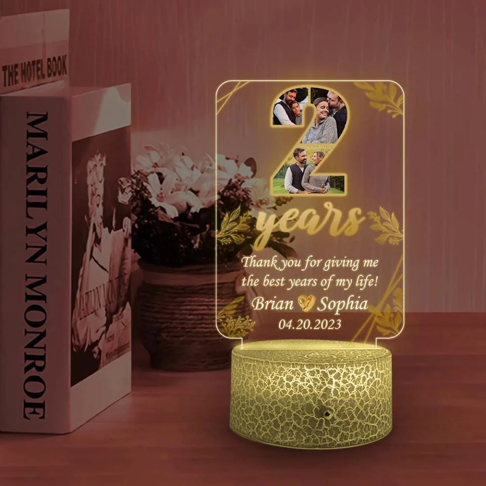 2 Years, Thank You For Giving Me The Best Years Of My Life - Personalized LED Light - 2 Year Anniversary Gift - Image 4