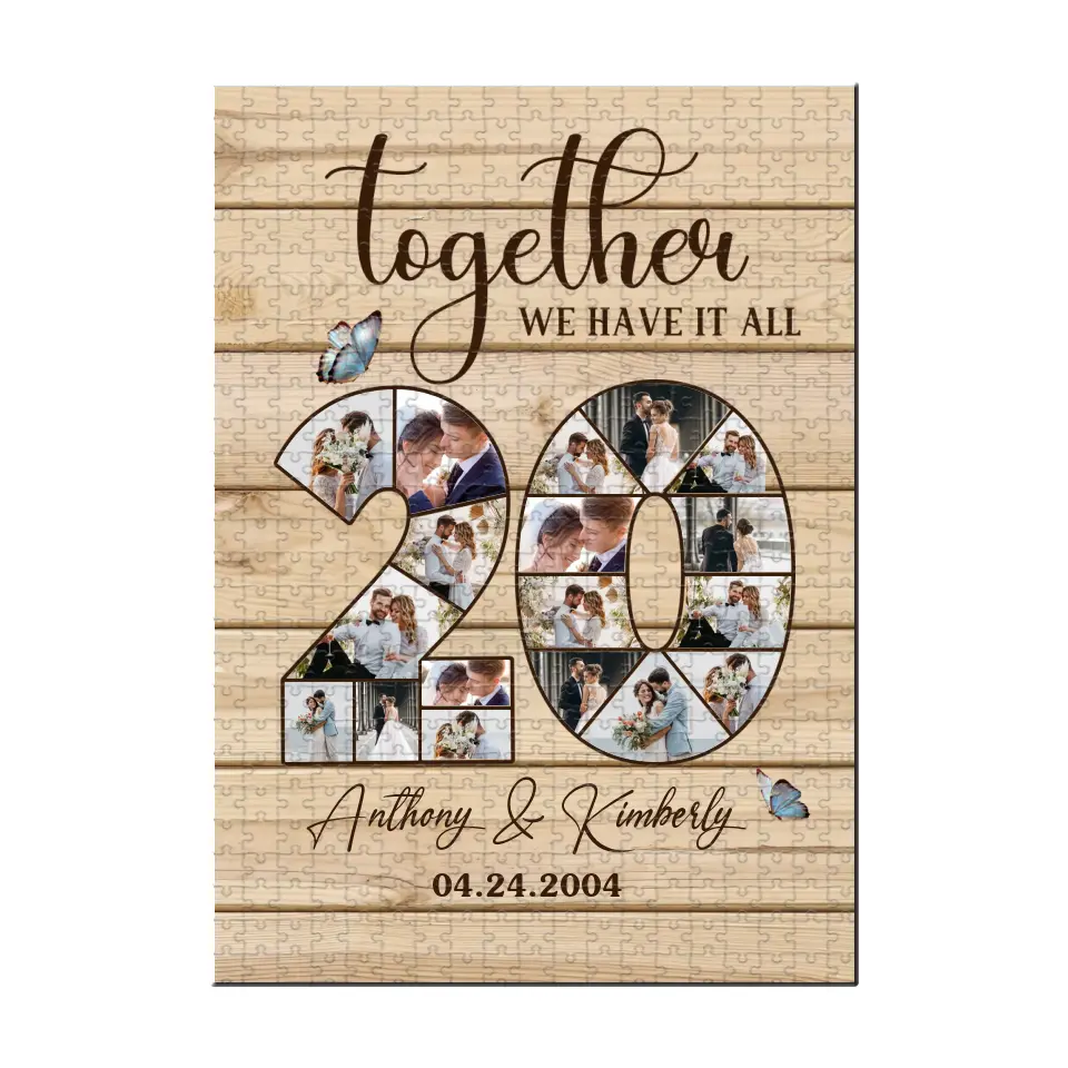 20th Anniversary Gift 20 Years Wedding Sweet Couple Gift for Husband Wife Jigsaw Puzzle - Image 3