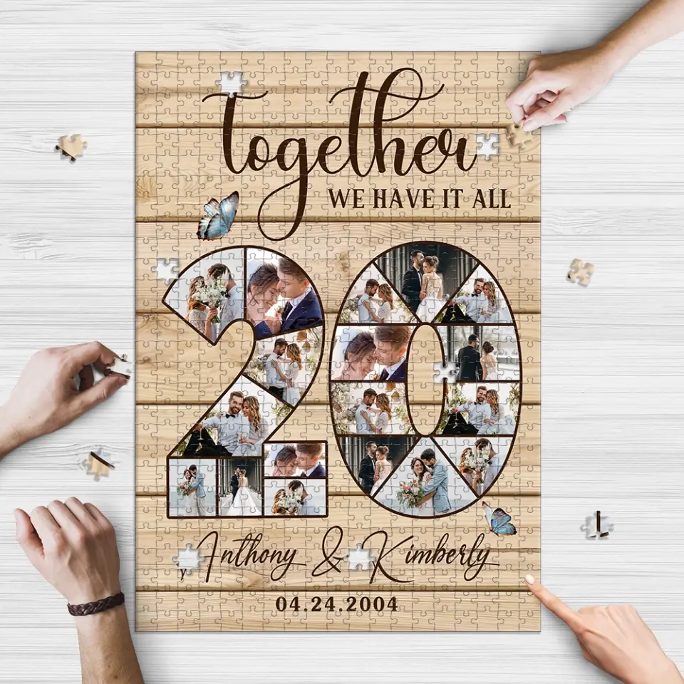 20th Anniversary Gift 20 Years Wedding Sweet Couple Gift for Husband Wife Jigsaw Puzzle - Image 4