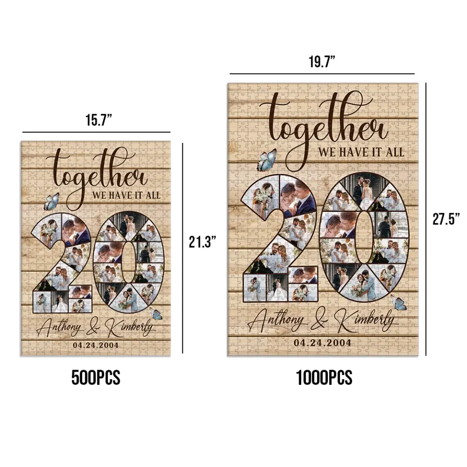 20th Anniversary Gift 20 Years Wedding Sweet Couple Gift for Husband Wife Jigsaw Puzzle - Image 5