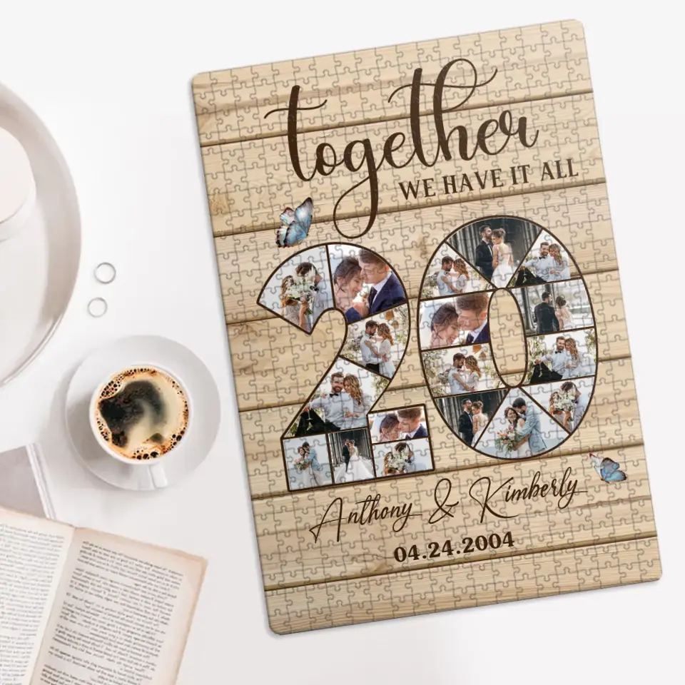 20th Anniversary Gift 20 Years Wedding Sweet Couple Gift for Husband Wife Jigsaw Puzzle - Image 6