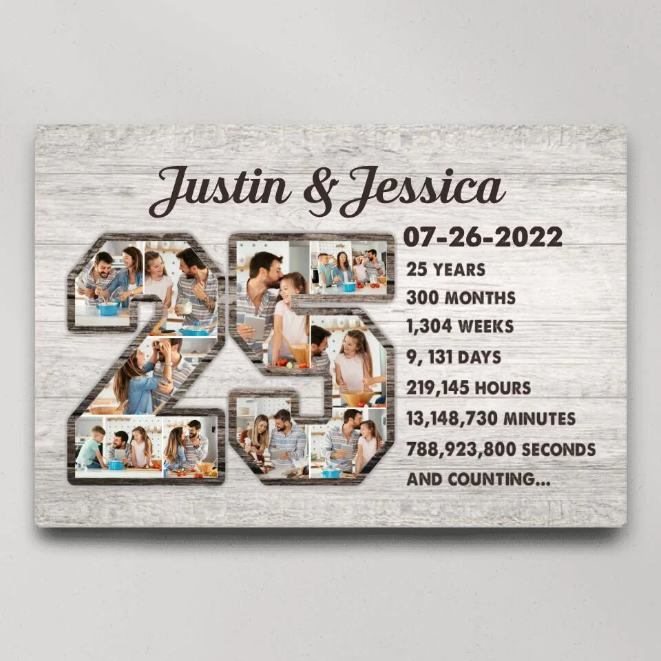25 Years And Counting Love Story - Custom Canvas Poster - 25th Anniversary Gift For Couples - Image 3