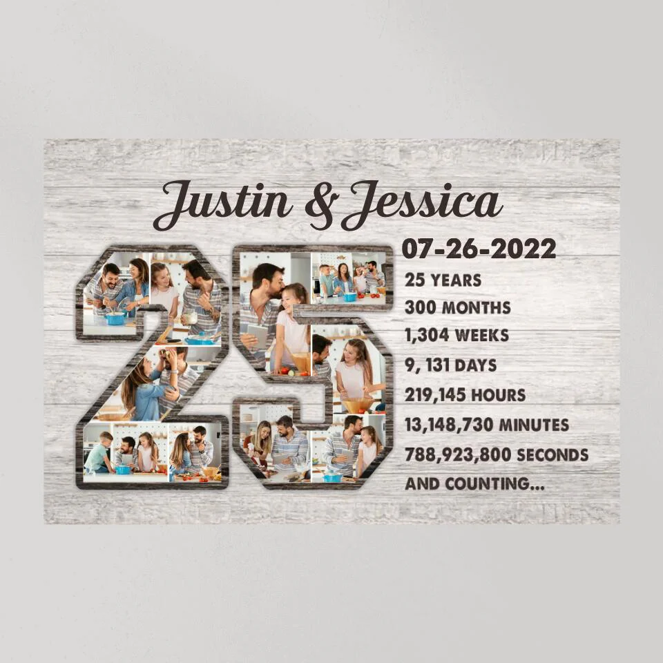25 Years And Counting Love Story - Custom Canvas Poster - 25th Anniversary Gift For Couples - Image 7