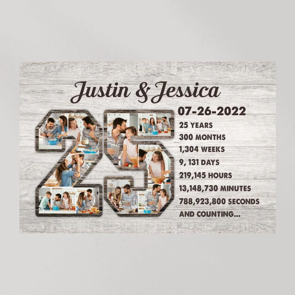 25 Years And Counting Love Story - Custom Canvas Poster - 25th Anniversary Gift For Couples - Image 9