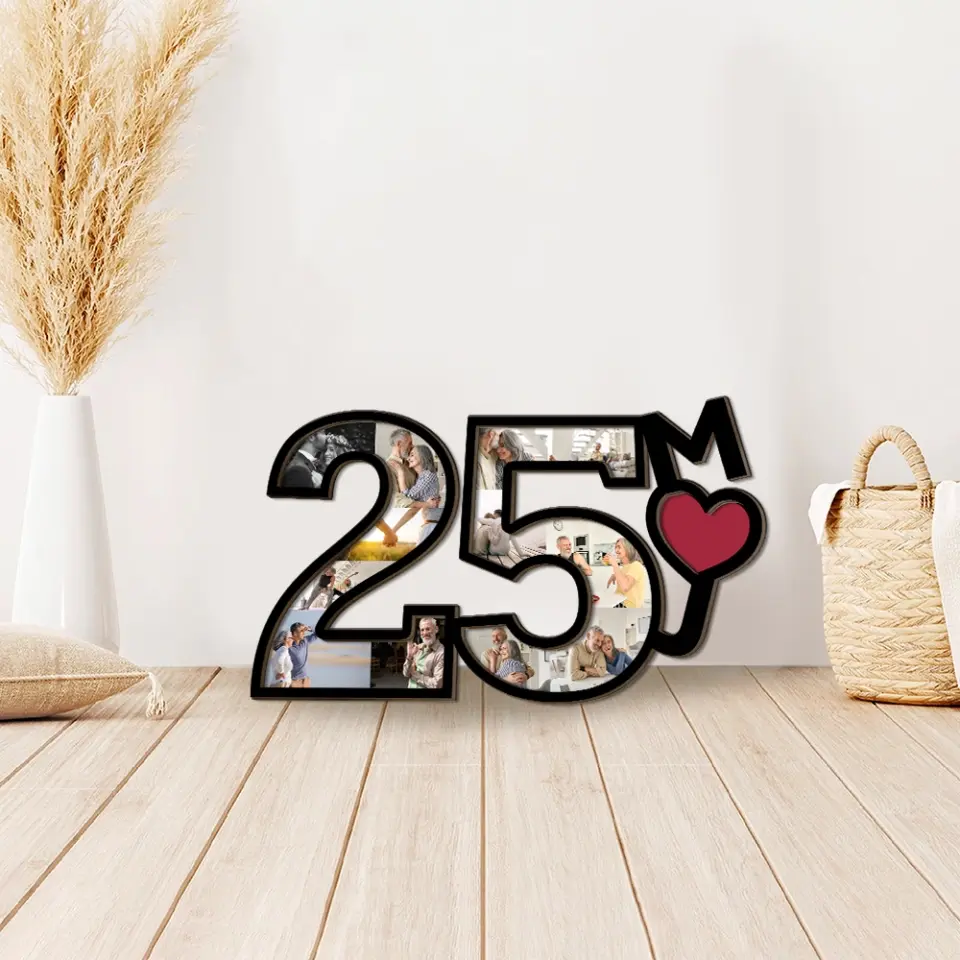 Couple Wooden Sign 25 Years Anniversary Of Marriage Custom Wooden Art Anniversary Gift For Couples - Image 4