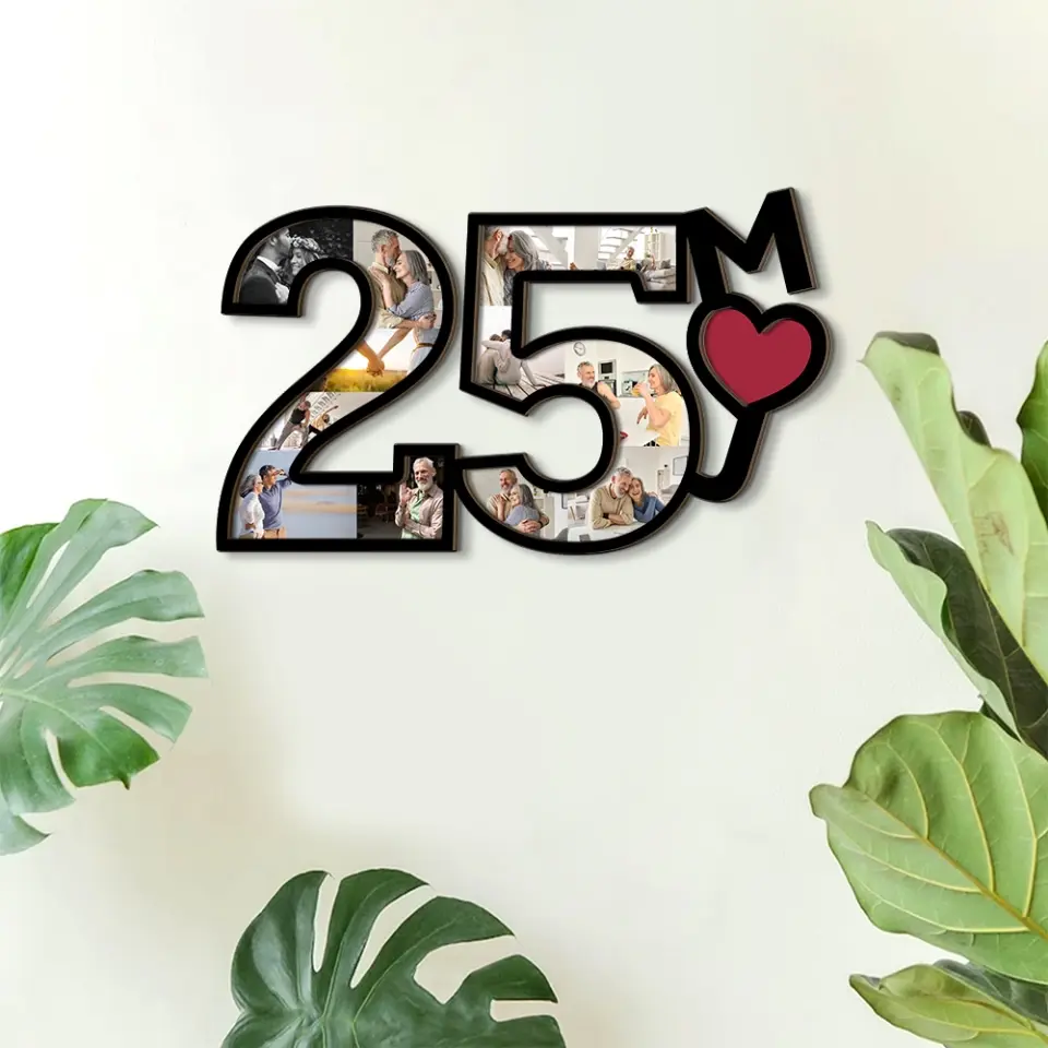 Couple Wooden Sign 25 Years Anniversary Of Marriage Custom Wooden Art Anniversary Gift For Couples - Image 5