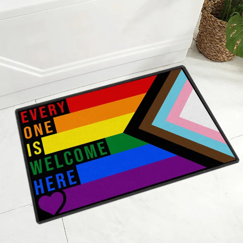 4 Styles! "Everyone Is Welcome Here" LGBTQ+ Pride Doormat - Image 8