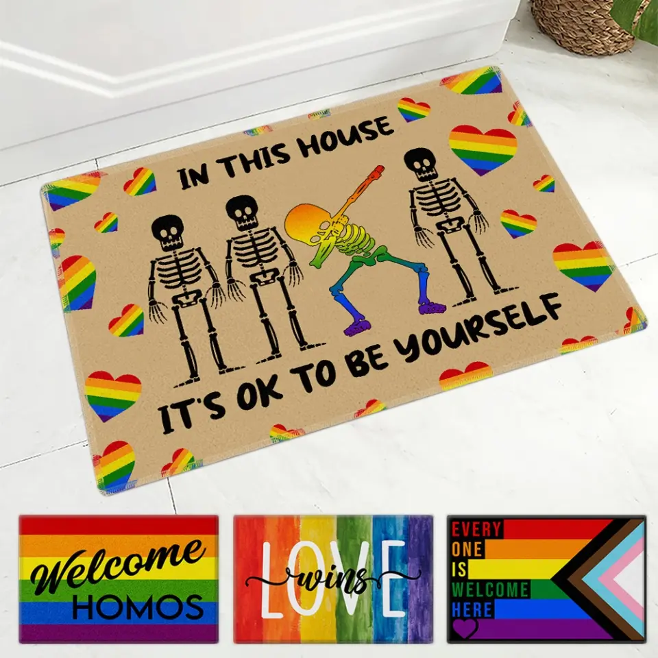 4 Styles! "Everyone Is Welcome Here" LGBTQ+ Pride Doormat - Image 9