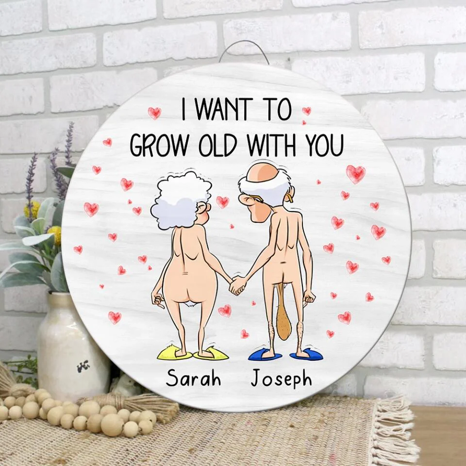 4 Styles Old Couple I Want to Grow Old with You Personalized Wooden Sign - Image 5