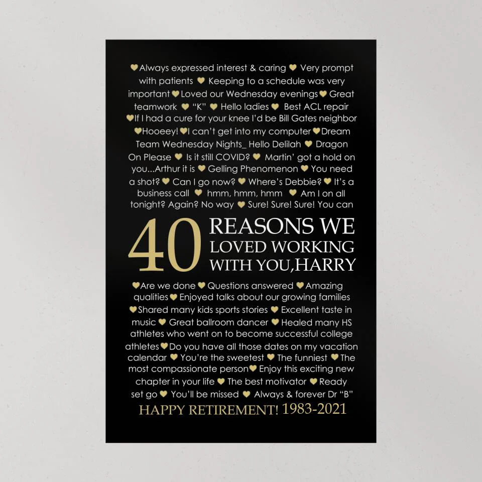 40 Reasons We Loved Working With You Custom Canvas Poster Retirement Gift For Coworkers - Image 12