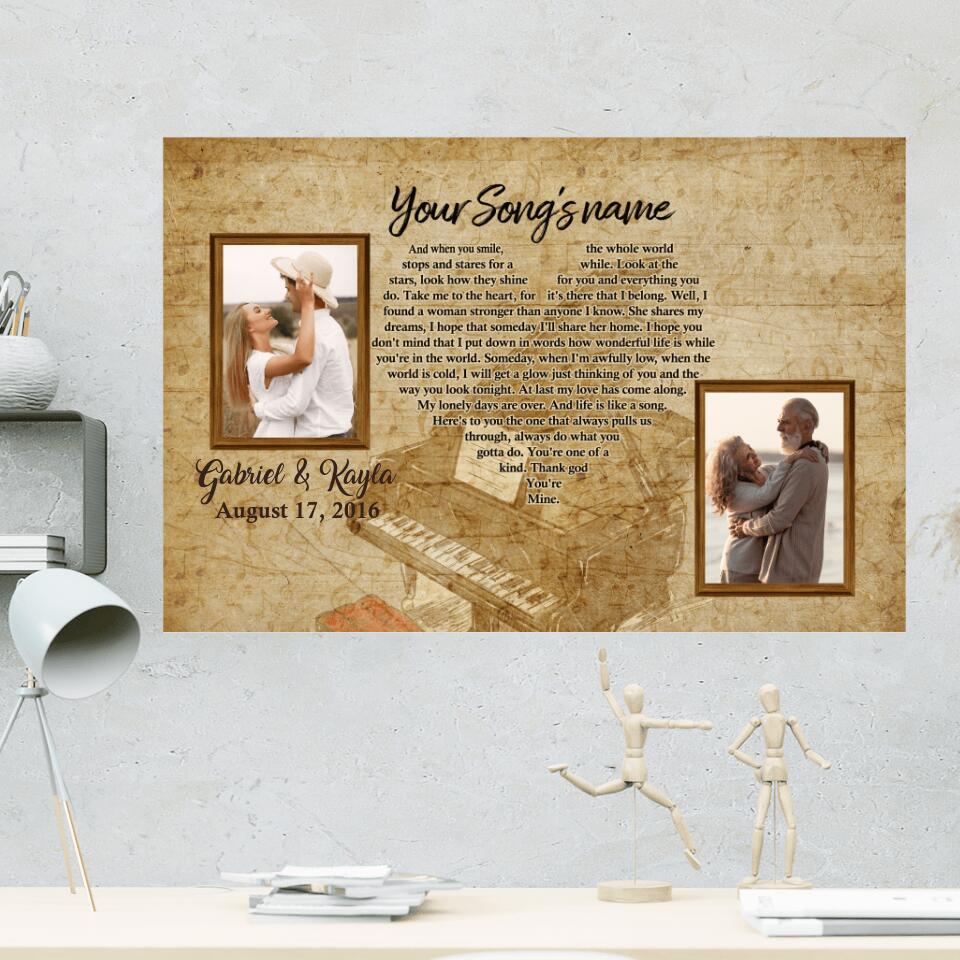 40th Wedding Favorite Song Lyrics Custom Canvas Poster Anniversary Gift For Couples - Image 3