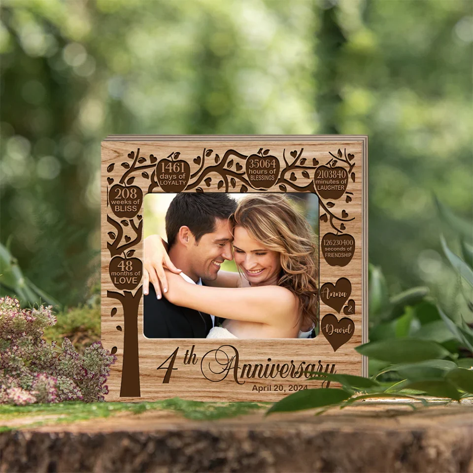 Couple Wooden Sign 4th Anniversary Gift for Couple - Wooden Block - Gift for Her, Him