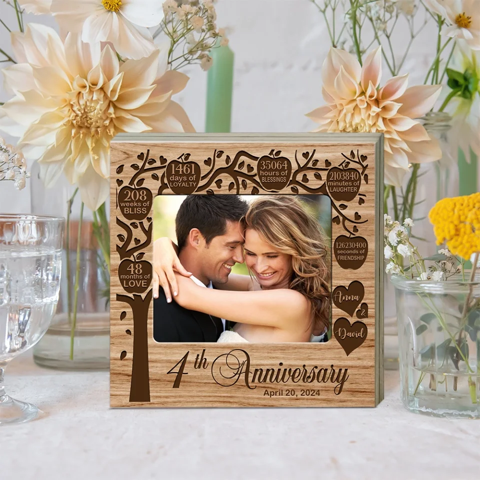 Couple Wooden Sign 4th Anniversary Gift for Couple - Wooden Block - Gift for Her, Him - Image 5