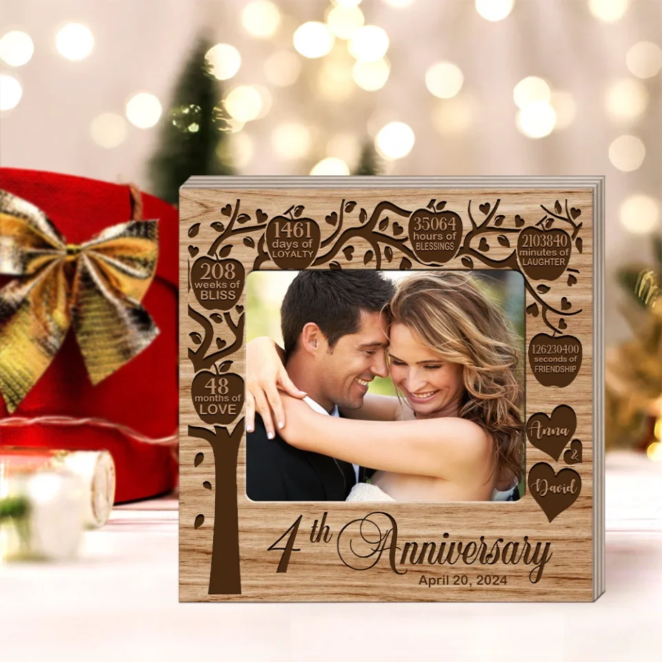 Couple Wooden Sign 4th Anniversary Gift for Couple - Wooden Block - Gift for Her, Him - Image 6